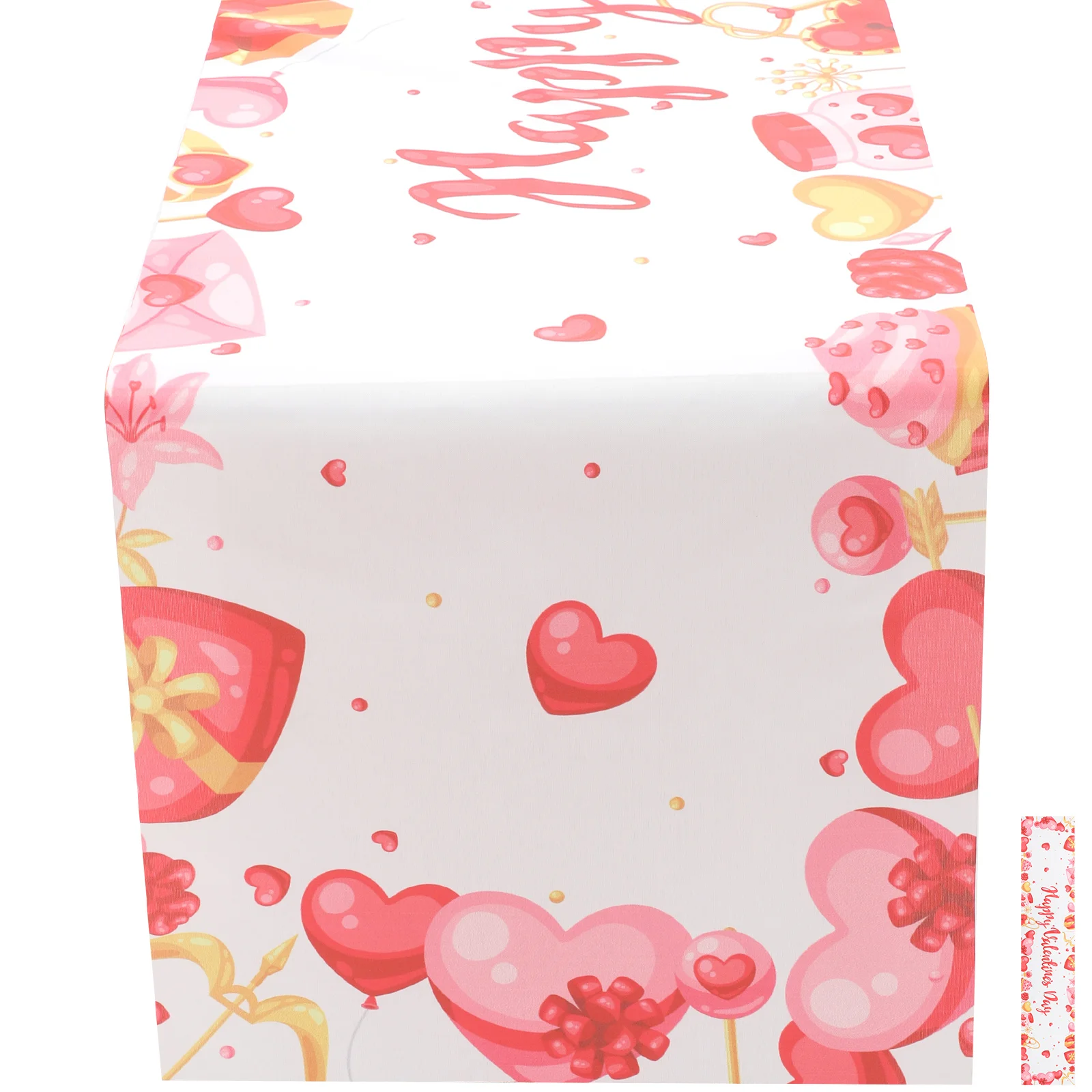 

Table Runner Day Valentine Valentines Heart Party Tablecloth Supplies S Cover Cloth Decorations Decoration Printed Runners Decor