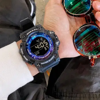 The Round Dazzle Colour Men Watches Rubber Band Fashion Sports Waterproof Luminous Students Electronic Watch Relogio Masculino Other Image