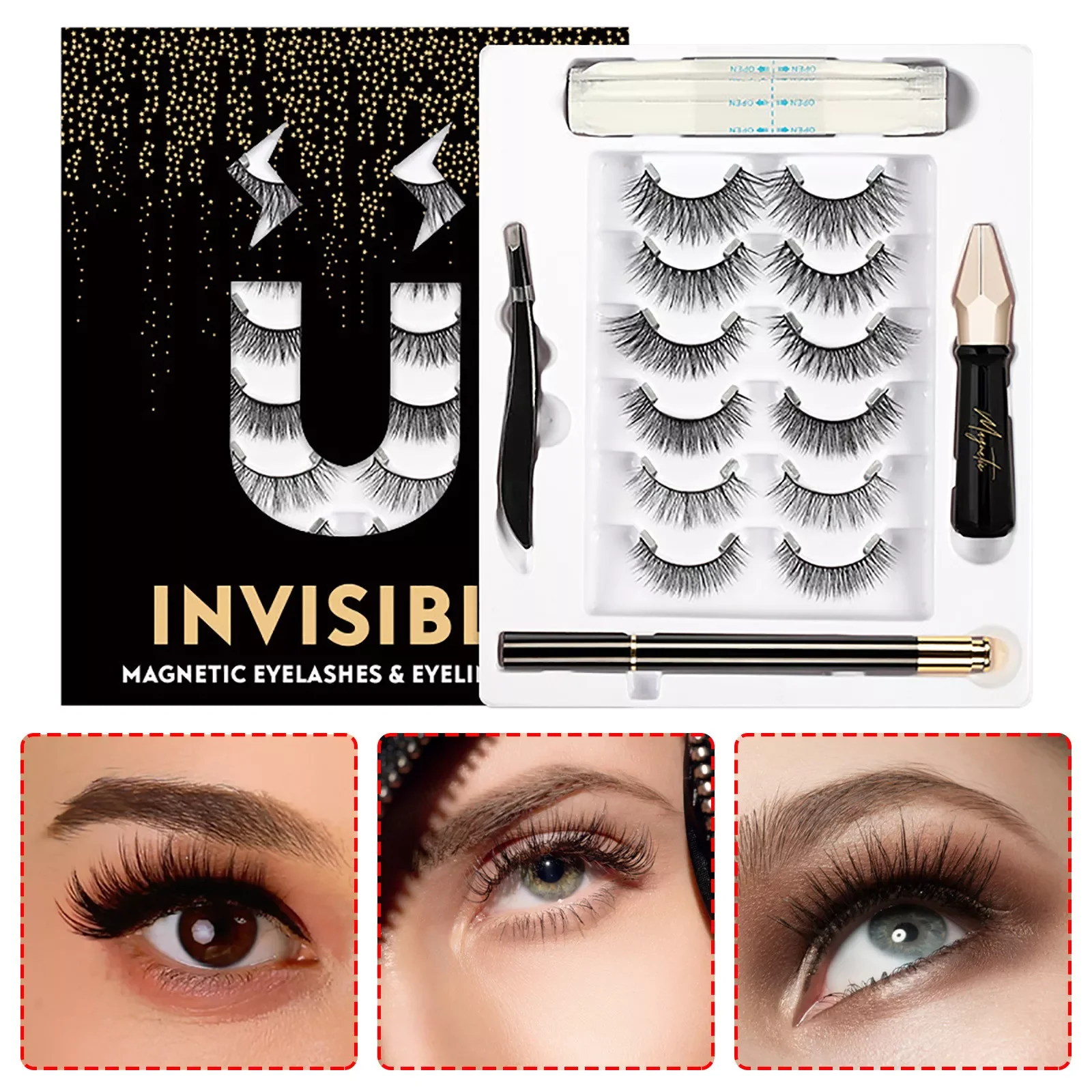 

NEW2023 Natural Eyelashes Sets Real Lashes 12mm Suction False Eyelash Suit Tweezers Long Lashes 25mm in Bulk