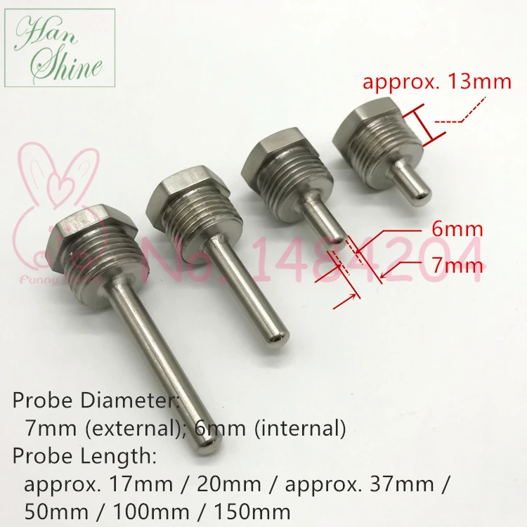 Термохолодильник из нержавеющей стали OD=7MM ID=5.9MM BSP 1/2 Резьбовой зонд 10мм 20мм 50мм 100мм 150мм Кабельная гландия SUS304 Наполнительной рукав на.