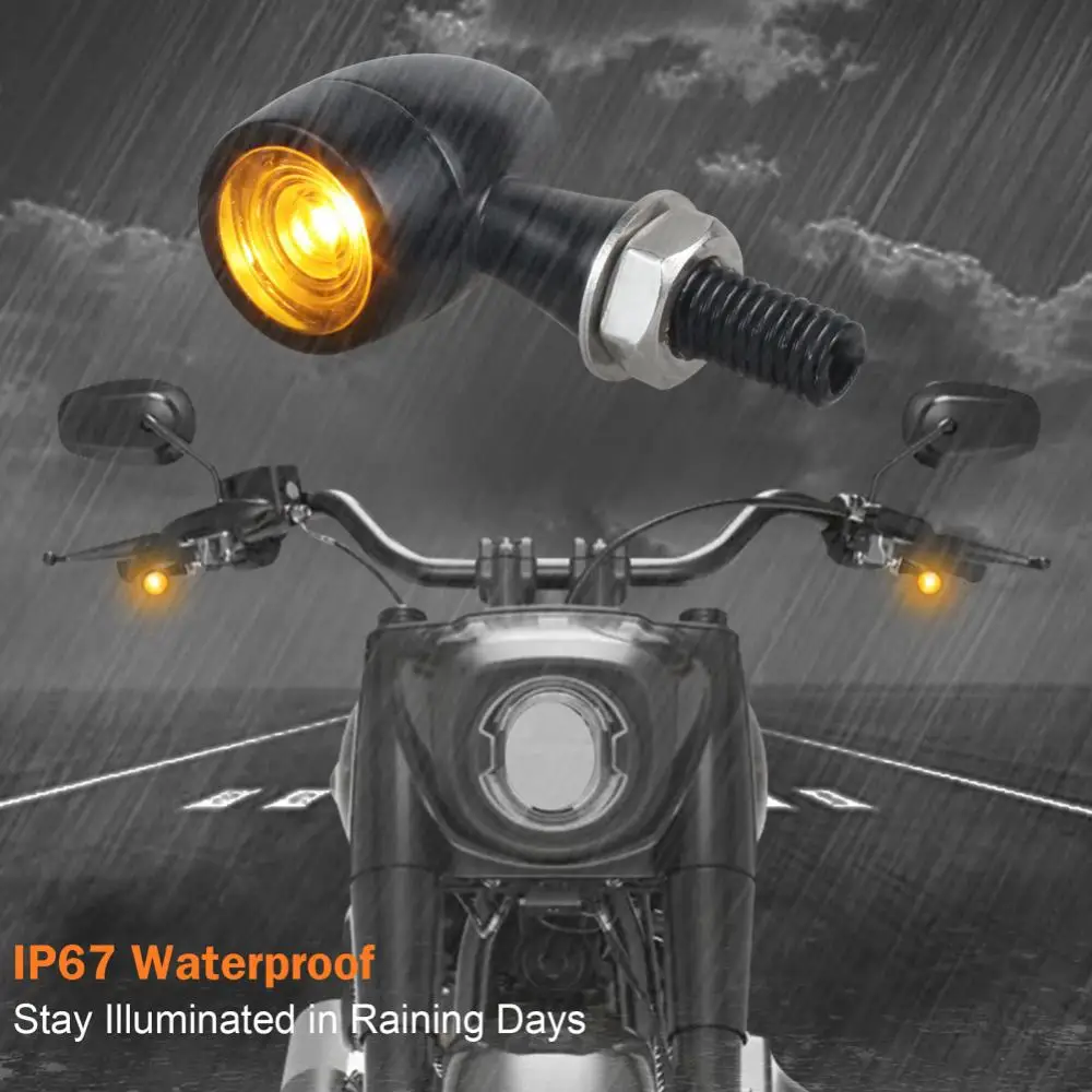 

1pc Led Motorcycle Turn Signal Lights Universal Mini Front Blinkers Indicator Signal Light Bullet Turn Signal Light With Decoder