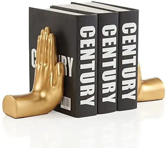 

Antique Gold Resin Hands Sculpture Bookend Statues - Set of 2