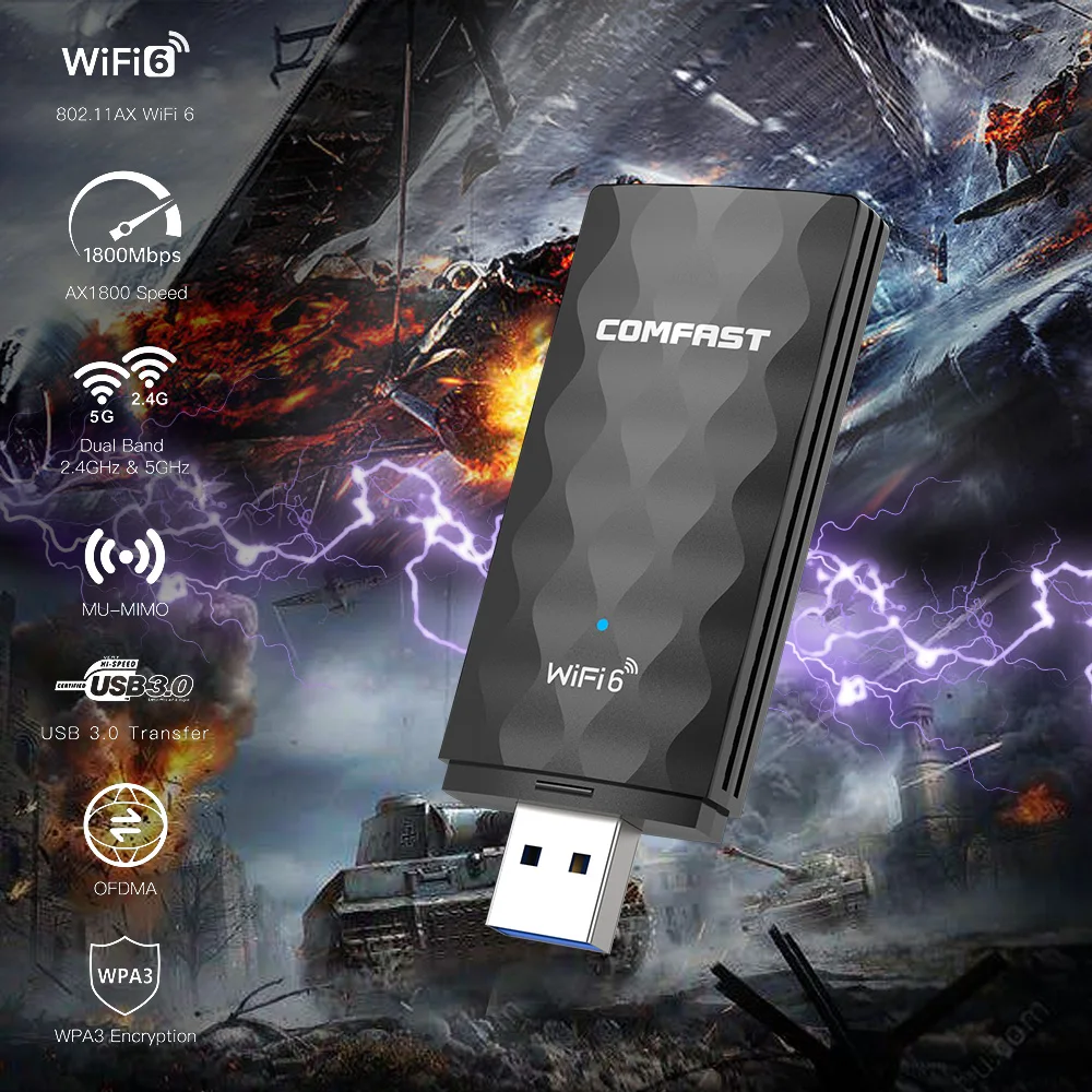 Wifi 6 USB адаптер беспроводной WI-Fi ключ 1800 Мбит/с 2 * 2dBi антенна сетевая карта 5G/2 4 ГГц AX