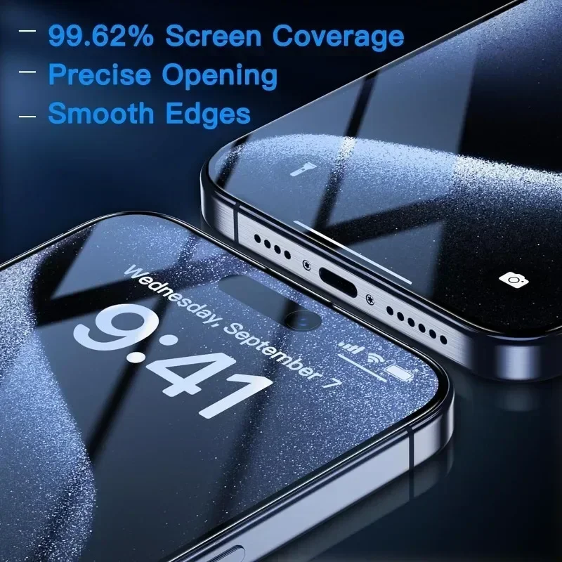 3 шт. закаленное стекло премиум-класса для iPhone 16 15 14 13 12 11Pro Max Plus Mini без пыли