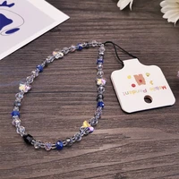 wrist chain crystal beads handmade lanyard beaded pendant mobile phone lanyard short small butterfly beads crystal lanyard short