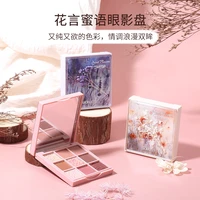 oil painting flower 9 color eyeshadow palette matte shimmer silky touch glitter makeup pigment brighten eyes beauty cosmetics