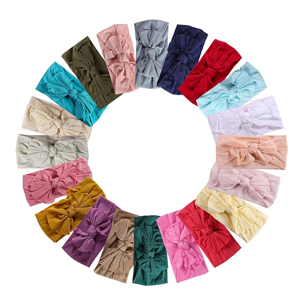 

6pc Baby Nylon Headband Soft Bow Headbands Set Elastic Nylon Headband Bandana Hair Accessory for Newborns Infants and Kids