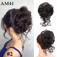 lihui synthetic bun bun messy curls band elastic hair clip wig piece women hair clip black brown