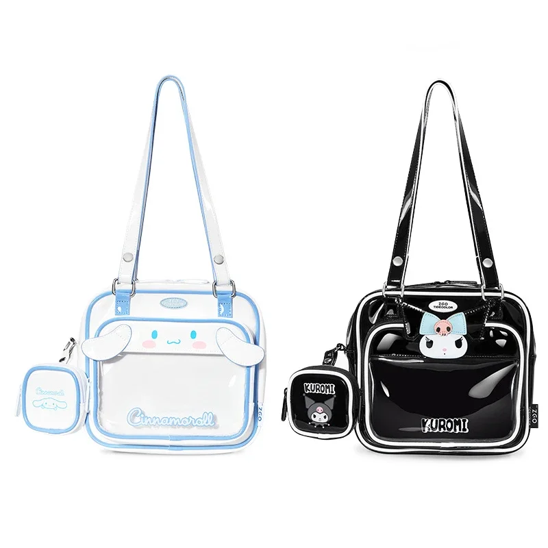 

Kawaii Sanrio Kuromi Cinnamoroll Crossbody Bag Cute Cartoon Girl Large Capacity Jelly Bag Student Lolita Portable Shoulder Bag