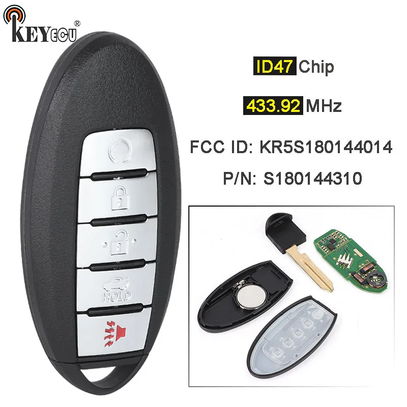 KEYECU 433 92 MHz ID47 Chip S180144310 KR5S18014401 дистанционный смарт ключ-брелок для Infiniti QX60 Nissan Altima