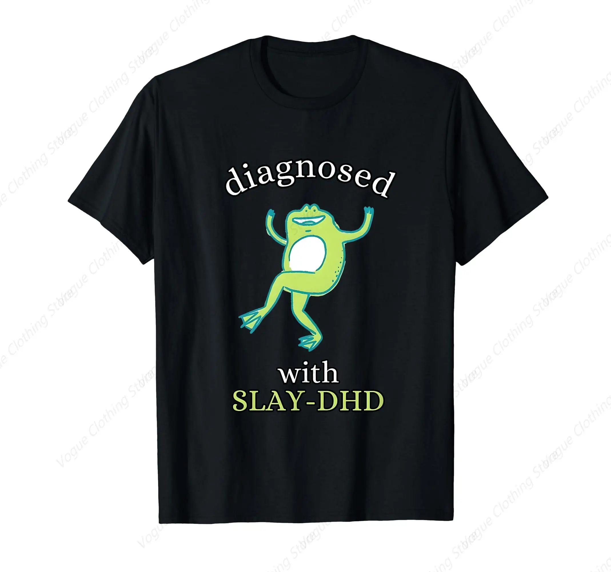 Забавная футболка с надписью Slay-Dhd Adhd Frog Meme Silly Pun мягкая хлопковая одежда