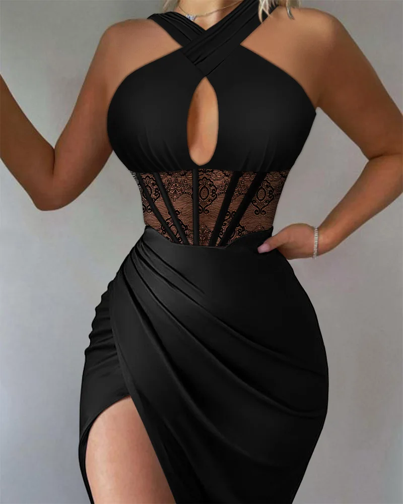 

Соблазнительное черное атласное строченное платье, женская облегающая Кружевная туника 2023, облегающее мини-платье, Vestidos De Mujer