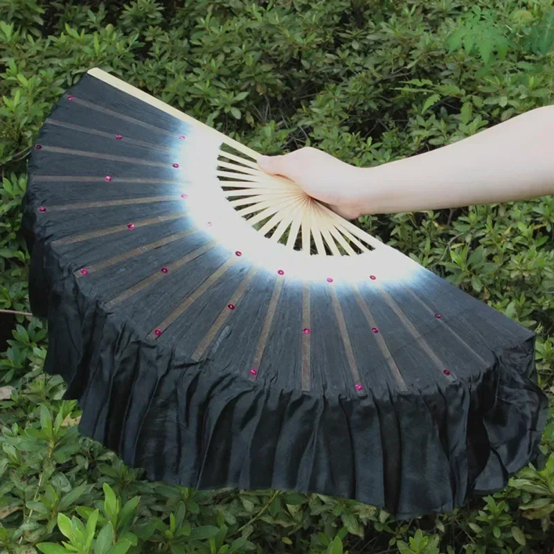 Настоящий шелк 1 пара 40 см (15 7 дюйма) красочные бамбуковые вуали для танца живота