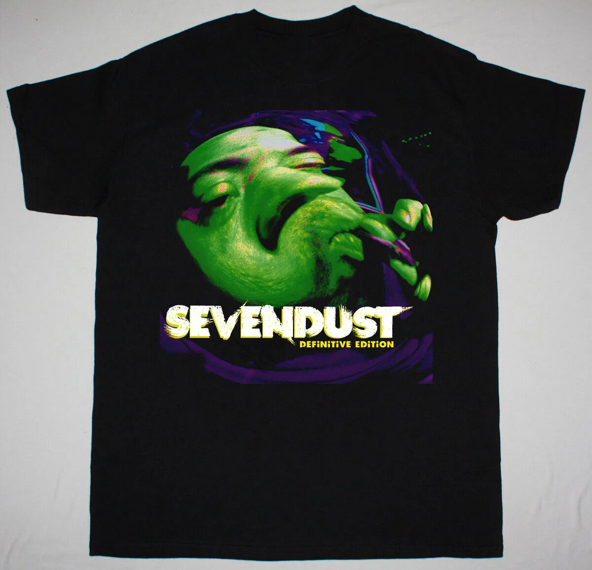Фото Хлопковая черная рубашка унисекс с короткими рукавами Vtg Sevendust Band BVC036 №1