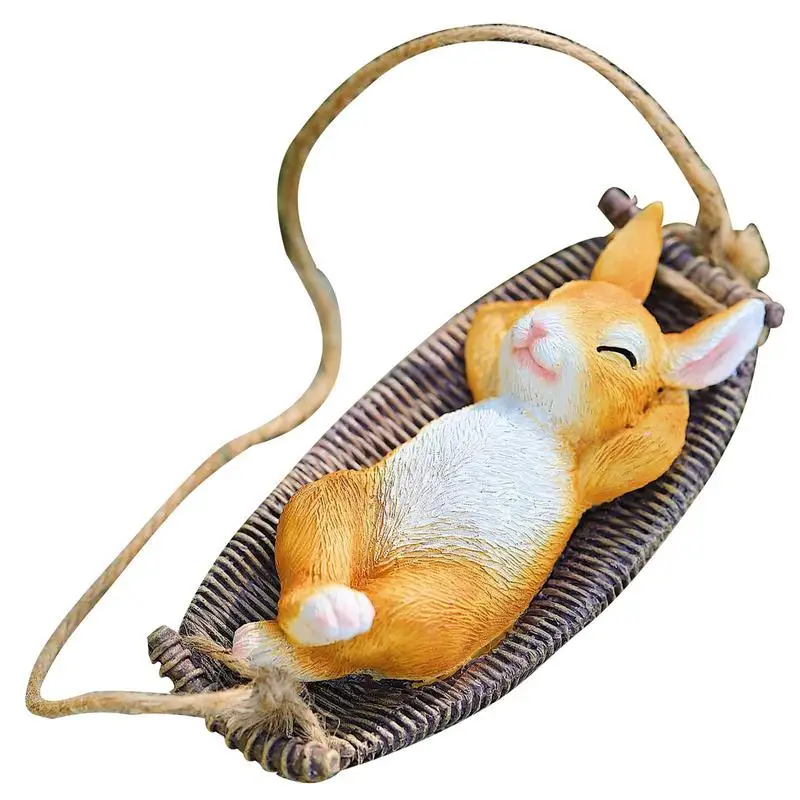 

Swing Outdoor Rabbit Statue Funny Rabbit Cradle Outdoor Garden Hangable Statue Simulation Gray Outdoor Garden Landscape Hangable