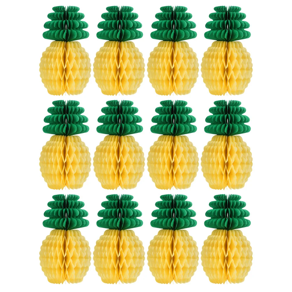 

12 Pcs Present Decorations Pineapple Honeycomb Balls Honeycomb Hanging Decoration Unique Honeycomb Fruit Paper Hanging Prop