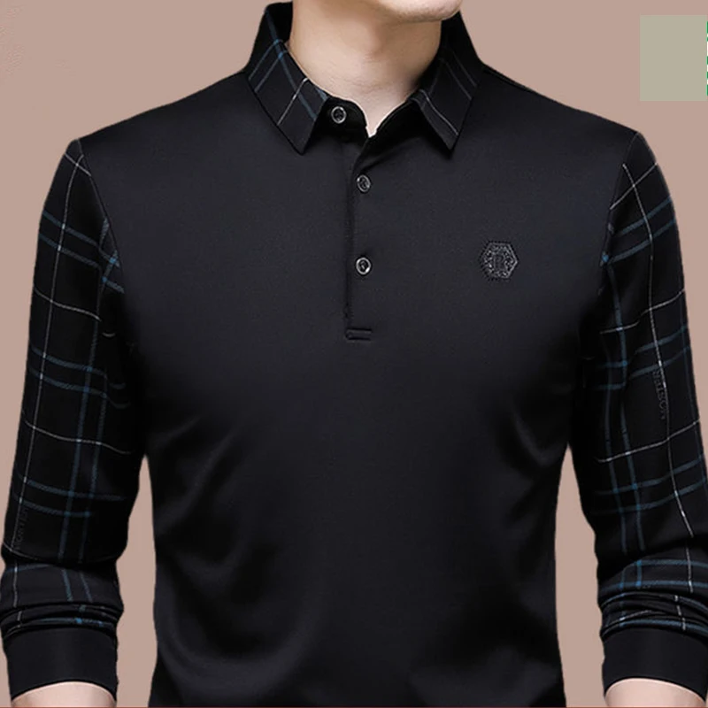 

Мужская деловая рубашка-поло, износостойкая дышащая рубашка-поло с короткими рукавами, приталенная Повседневная офисная рубашка-поло для весны и осени