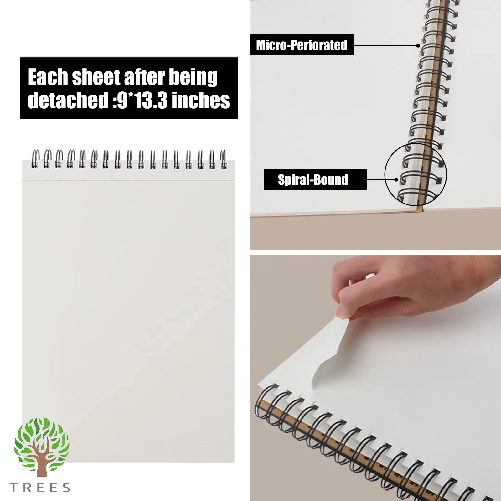 Бескислотный спиральный альбом для рисования письма и 100-строчный пустой блок