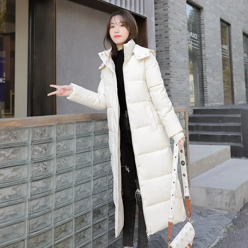 New2022 parka Detachable hat 2021 new winter jacket Korean loose thickened long knee cotton padded jacket winter coat 2181