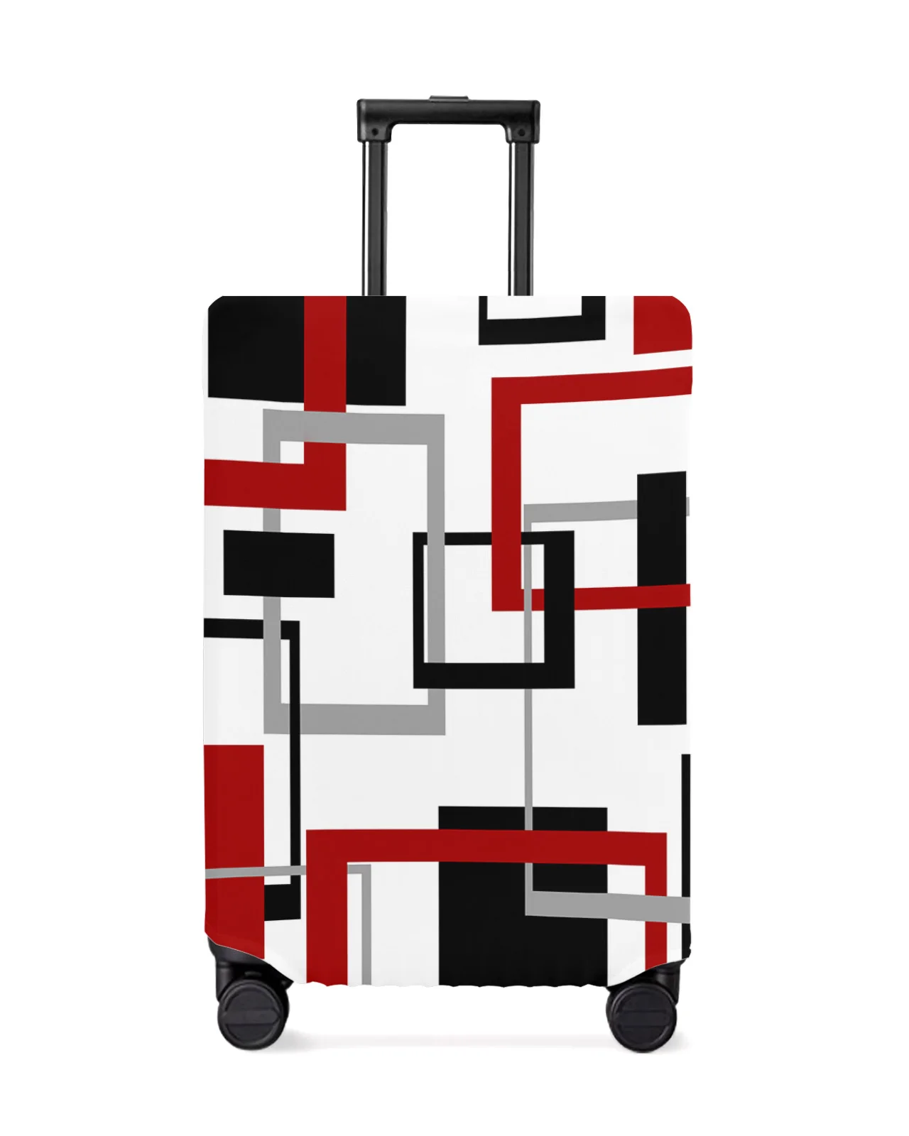 

Abstract Geometry Squares Modern Art Black Red Travel Luggage Cover Elastic Baggage Cover Suitcase Dust Case Travel Accessories