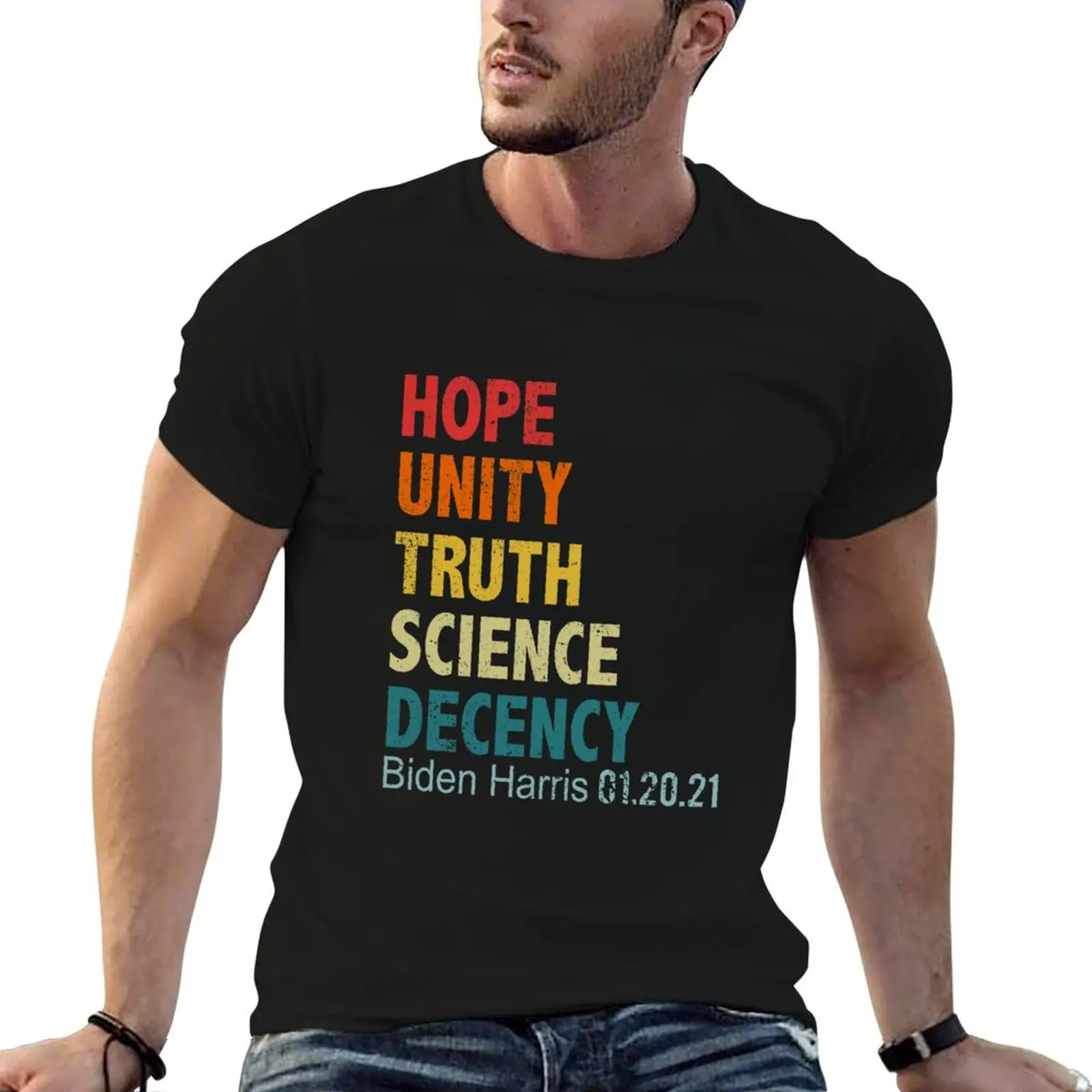 Фото Футболка Biden Harris Hope Unity Truth Science Decency - Inauguration Day 2021, легкая футболка для походов №1