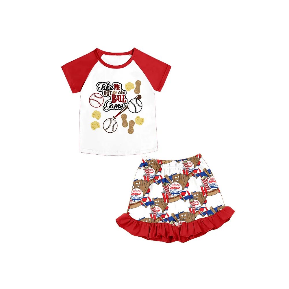 

Оптовая продажа, детская одежда 4 июля, летняя спортивная бейсбольная одежда, одежда для девочек с оборками, шорты, комплекты для мальчиков