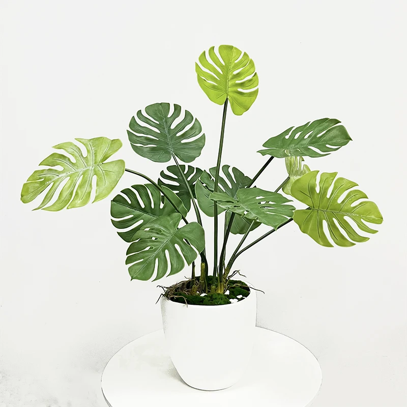 

Artificial Green Monstera Palm Leaf Fake Plant Long Branch Tropical Green Plant Garden Living Room Bedroom Balcony Decoration