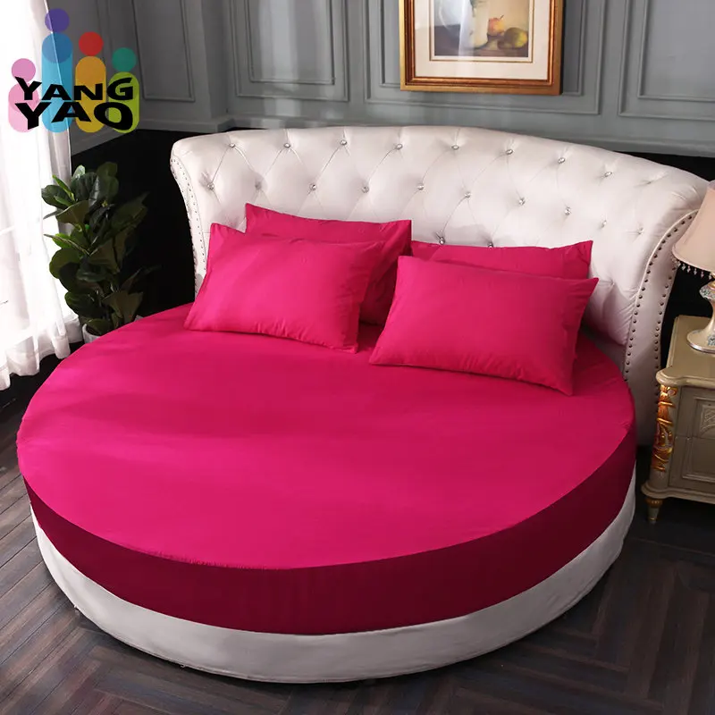 

100% Cotton round Bed Fitted Sheet Round bedspread Non-slip Mattress Cover Romantic Solid Color Round Bed Sheet