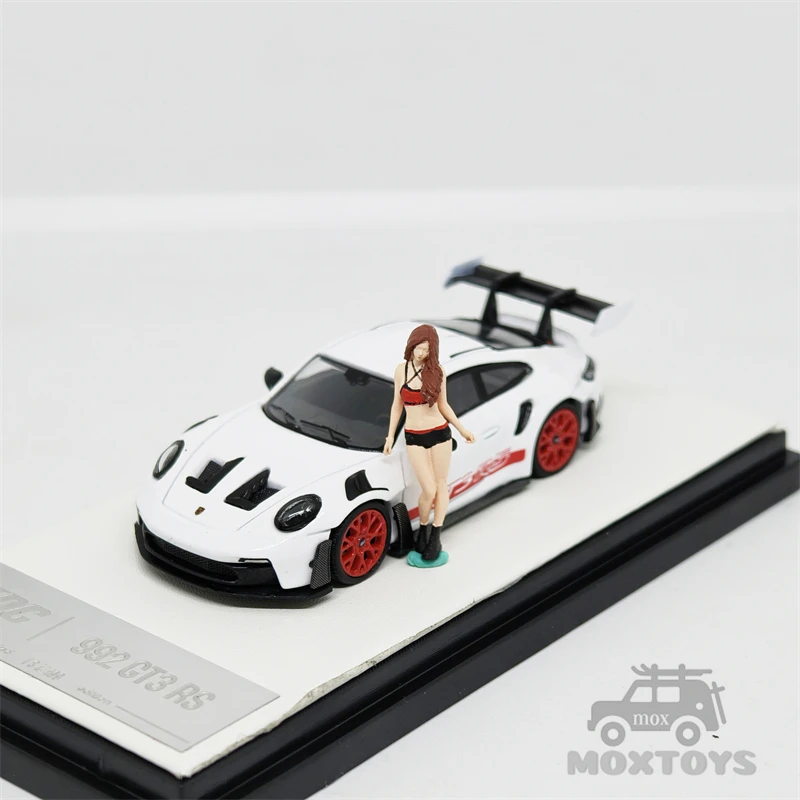 TPC 1:64 992 GT3 RS белый с красными колесами/зелеными колесами литая модель автомобиля