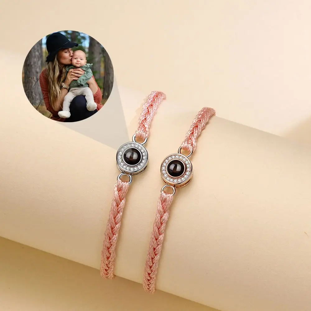 Projection Photo Bracelets Personalized Custom Photo Circle  Bracelet for Women Men Couple Girlfriend Memorial Jewelry Gift 2023