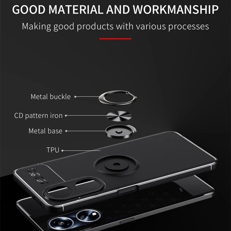 For OPPO A98 5G Case Cover OPPO A98 5G Capas New Shockproof Phone Bumper Back Soft Ring Magnetic Holder Fundas OPPO A98 A 98 5G
