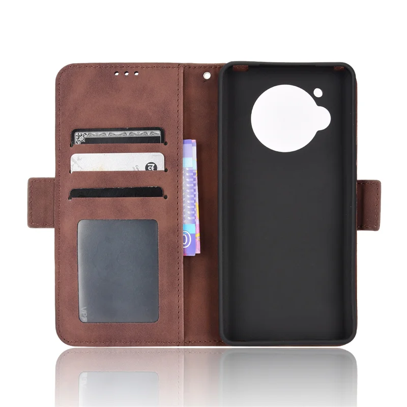 For Sharp Aquos R7 Flip Case Style Skin Feel Wallet Leather Phone Cover R6 SH-52C With Separate Card Slot