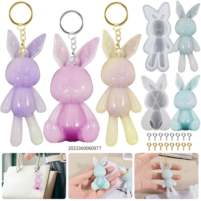 

Сделай Сам, кристалл, зеркальное шитье, 3D кролик, брелок, кролик, настольное украшение, силиконовая форма