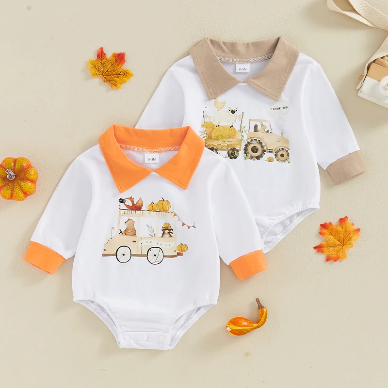 Детский комбинезон с длинным рукавом и отложным воротником