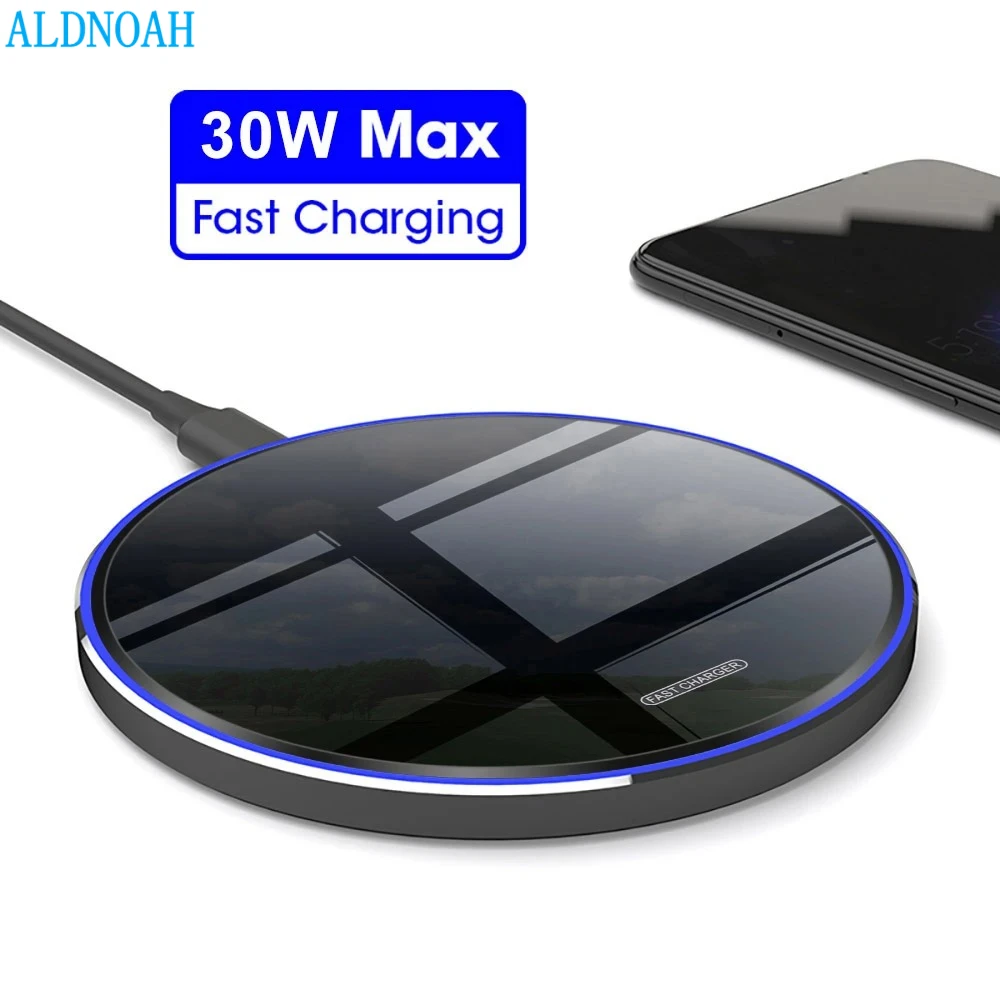 

30W Wireless Charger For iPhone 14 13 12 11 Pro XS X XR 8 Type C Induction Fast Charging Pad for Samsung S22 S21 S20 Xiaomi 13