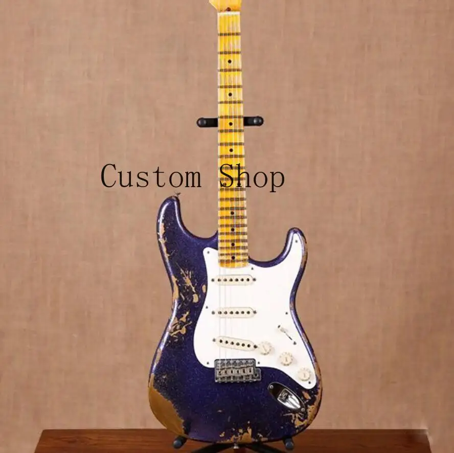 

Custom John Cruz & John Mayer MasterBuilt Heavy Relic Metallic Blue Sparkle ST Electric Guitar Vintage Klusion Tuners