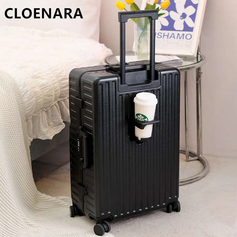 COLENARA 20''24''Inch Suitcase Front Open Aluminum Frame Trolley Case Multifunctional Boarding Password Case Laptop Luggage