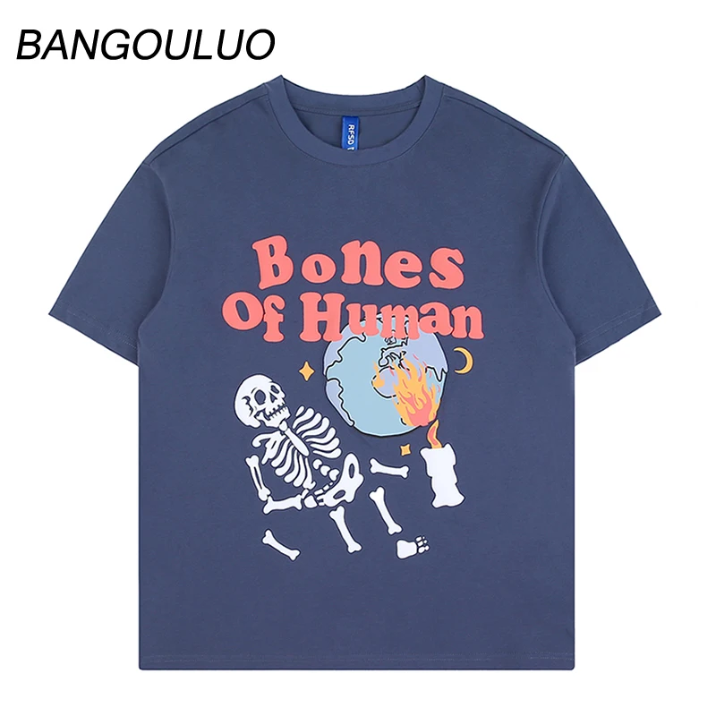 

Human Skull Skeleton Graphic Tee Casual CottonY2K Streetwear Hip Hop Harajuku 2023 Summer Vintage Shortsleeve T Shirt