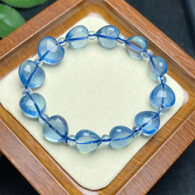 Браслет женский из натурального аквамаринового сердца 1 шт.