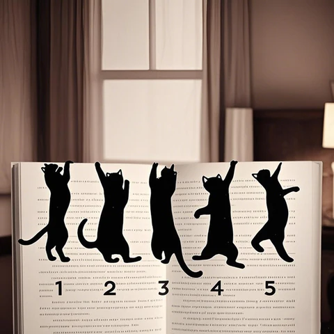 Металлические закладки с котом, 5 шт.