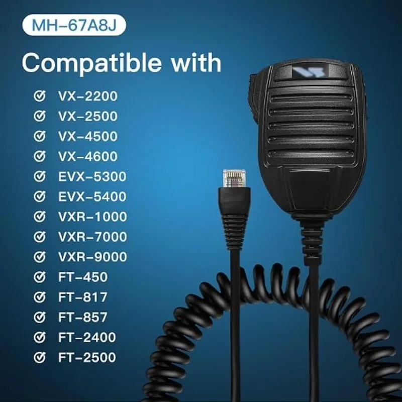 Фото Ручной микрофон-громкоговоритель MH-67A8J, 8-контактный, для Yaesu/Vertex VX-2100, VX-2200, VX2500, VX2508, VX2208, VX2108, FT-450, FT-817, FT-857D №3