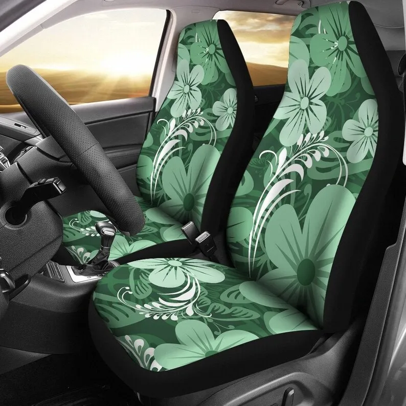 

Green Aloha Floral Flowers Car Seat Covers Pair, 2 Front Car Seat Covers, Seat Cover for Car, Car Seat Protector, Car Accessory