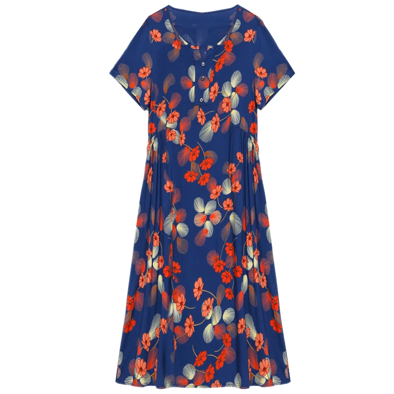 Женское хлопково-шелковое платье новинка 2025 летнее длинное с короткими рукавами