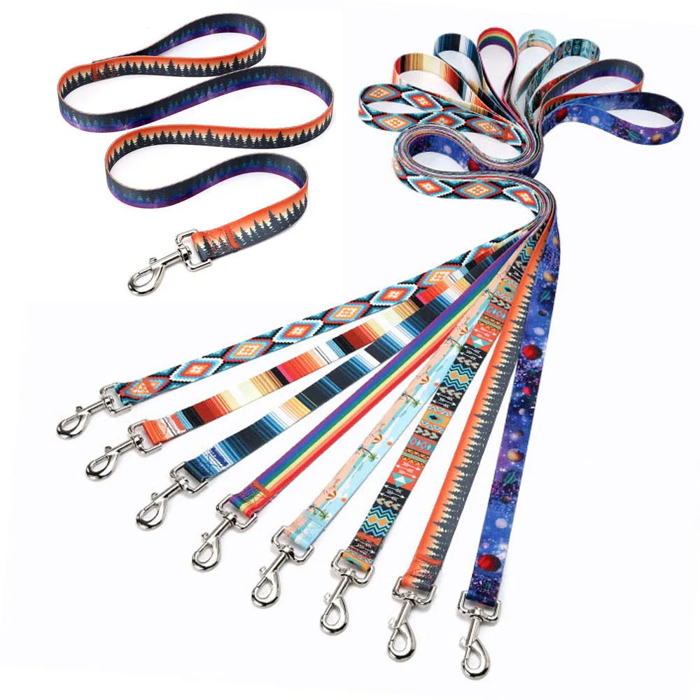 

HUIJI Pet Traction Rope Hot Sale Forest Starry Sky Ethnic Wind Pet Traction Rope Heat Transfer Dog Rope