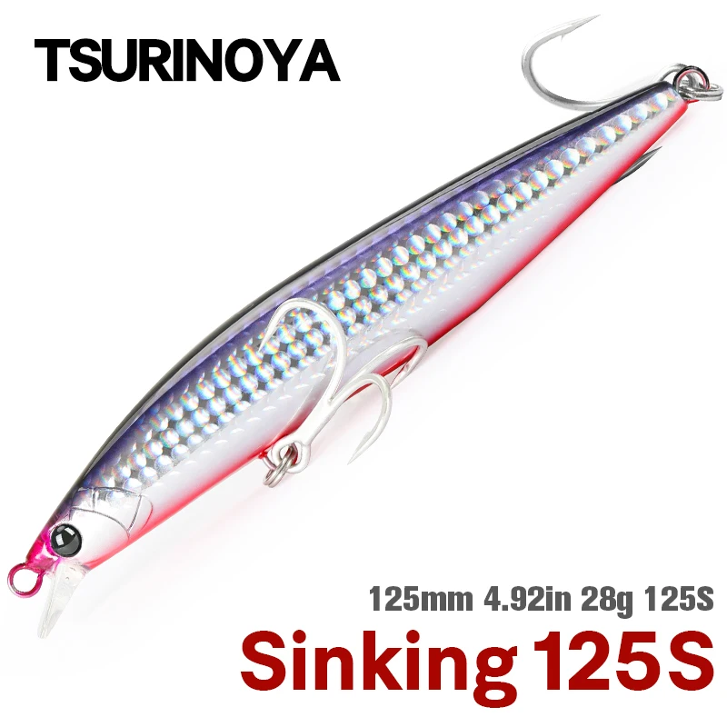 TSURINOYA Ultra-long Casting Fishing Lure Stinger 125S 125mm 28g High Strength Sinking Minnow Saltwater Lure Large Hard Baits
