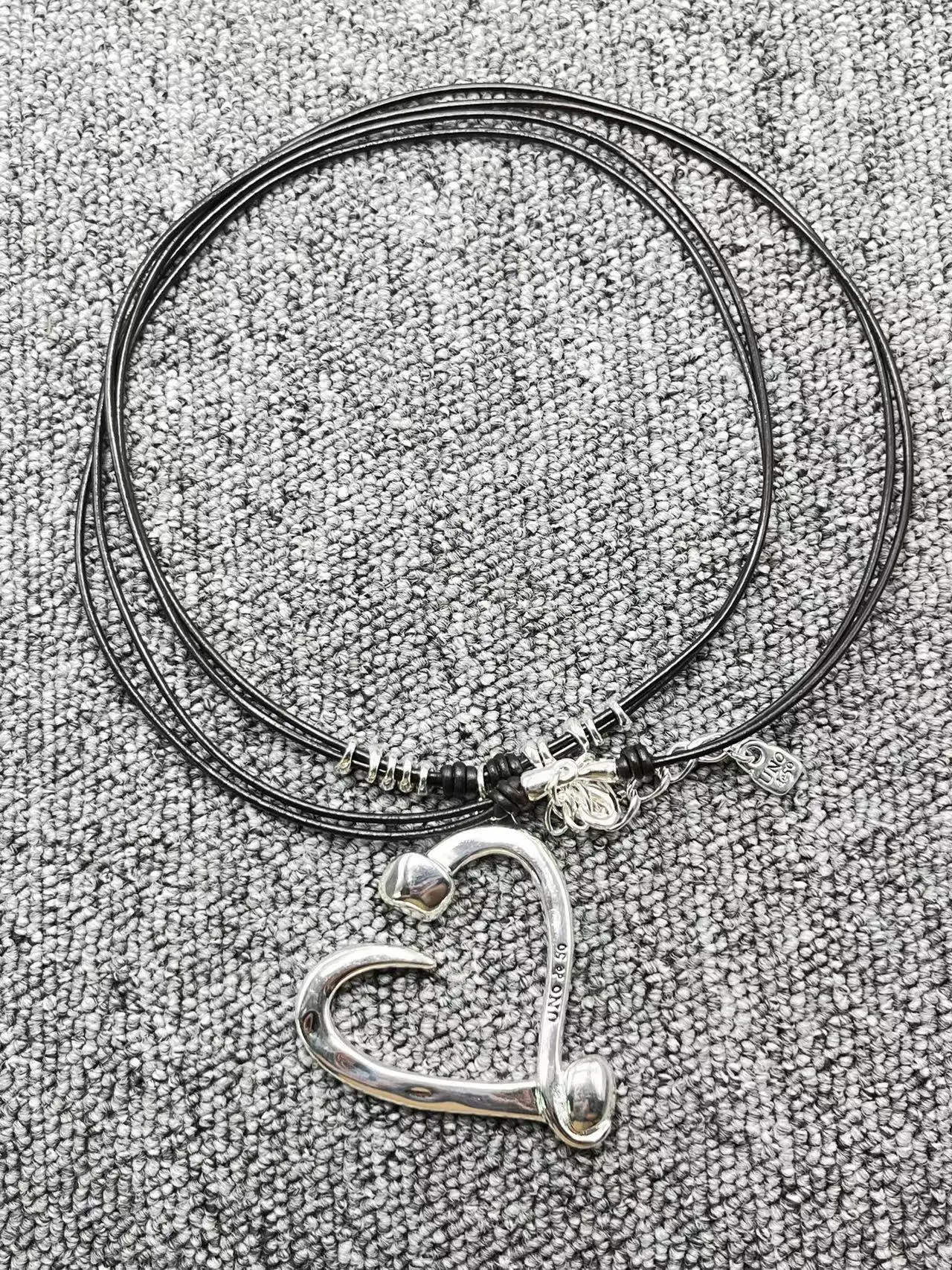 

Spain exquisite plating 925 silver high-quality leather heart necklace women's holiday romantic gift