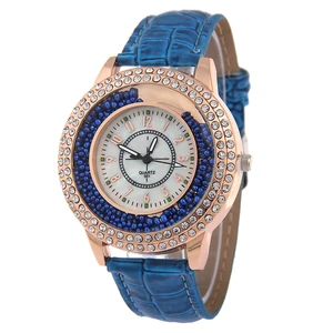 Crystal Rhinestone Brand PU Leather Watches Women Dress Clock Ladies Gifts Quartz Wristwatches Watch Reloj for Girls Fashion New