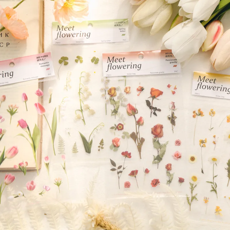 

Small Fresh Floral Stickers Stickers for Card Making Scrapbook Flowers Self-adhesive Floral Style Paper Stickers for Card Diy