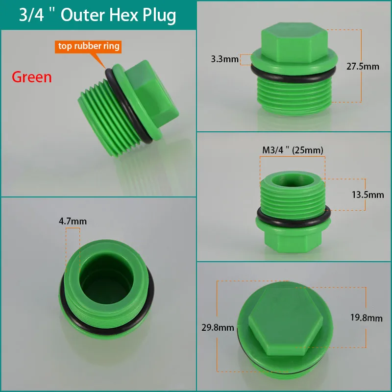 

Заглушки PPR с наружной резьбой 1/2", 3/4", 1"