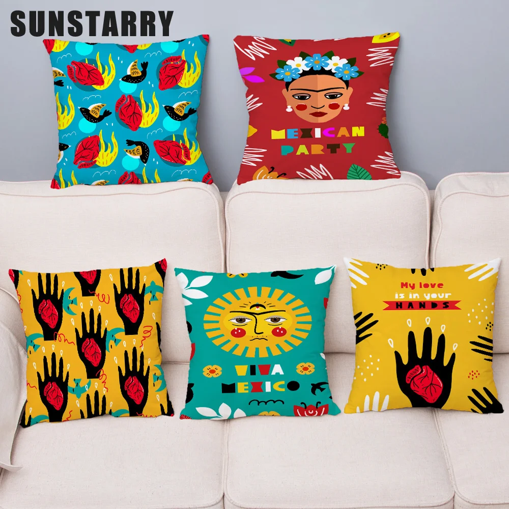 

Mexico National Style Geometric Cushion Cover Polyester Throw Pillow Case Sofa Bed Home Decor Pillowcase 45x45cm Funda Cojin